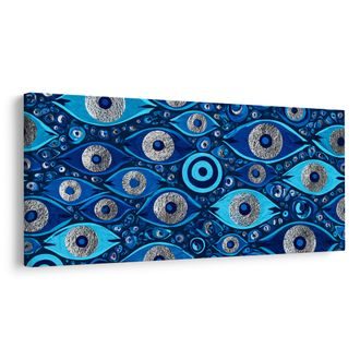 TABLEAU SUR TOILE – MOSAÏQUE ABSTRAITE DE YEUX BLEUS - TABLEAUX PAR THÈME - TABLEAUX