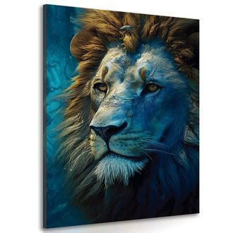 TABLEAU SUR TOILE – LION BLEU ET DORÉ - TABLEAUX - 🔥 VENTE TOTALE