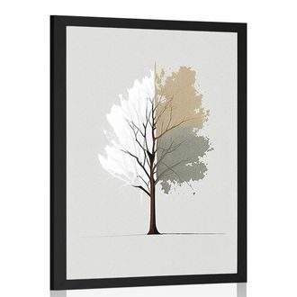 POSTER MINIMALISTISCHER MEHRFARBIGER BAUM - BÄUME UND LAUB - POSTER