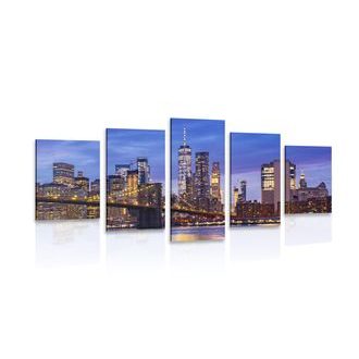 5-PIECE CANVAS PRINT BROOKLYN BRIDGE - PICTURES OF CITIES - PICTURES