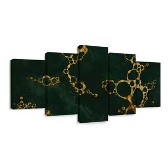 QUADRI 5 PEZZI – CERCHI ASTRATTI DORATI - QUADRI FORME ASTRATTE - STAMPE E QUADRI
