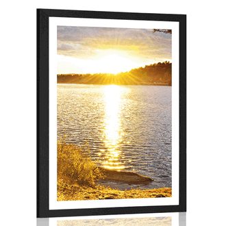 POSTER WITH MOUNT SUNSET OVER THE LAKE - NATURE - POSTERS