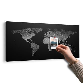 SLIKA NA PLUTU NOĆNI CRNO-BIJELI ZEMLJOVID SVIJETA - SLIKE NA PLUTU - SLIKE