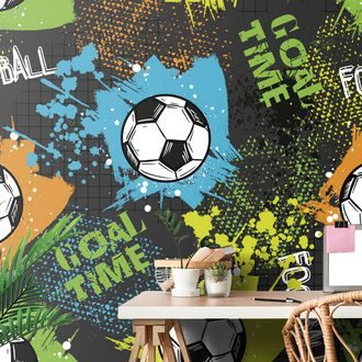 WALLPAPER SOCCER BALL ON AN ABSTRACT BACKGROUND - CHILDRENS WALLPAPERS - WALLPAPERS