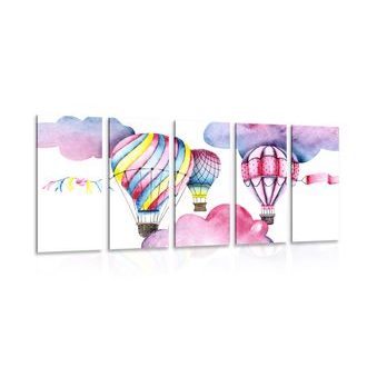 5-PIECE CANVAS PRINT BALLOONS IN THE WIND - CHILDRENS PICTURES - PICTURES