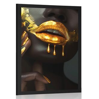 POSTER FRAU MIT GOLDENEN LIPPEN - FRAUEN - POSTER