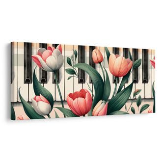 WANDBILD BLUMEN IM RHYTHMUS VON MUSIK UND KLAVIER - BILDER BLUMEN - BILDER