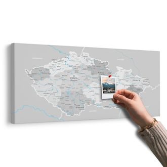 OBRAZ NA KORKU ŠEDÁ MAPA ČESKA S KONTRASTEM - OBRAZY NA KORKU - OBRAZY