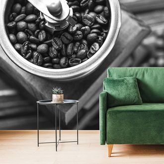 WALL MURAL BLACK AND WHITE VINTAGE COFFEE GRINDER - BLACK AND WHITE WALLPAPERS - WALLPAPERS