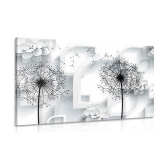 IMPRESSION SUR TOILE PISSENLIT DANS UN DESIGN MODERNE - IMPRESSIONS SUR TOILE NOIR ET BLANC - IMPRESSION SUR TOILE