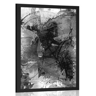 POSTER MODERN MEDIA PAINTING IN BLACK AND WHITE - BLACK AND WHITE - POSTERS