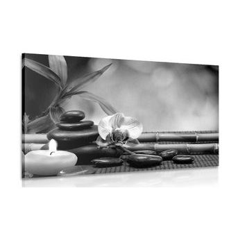 CANVAS PRINT FENG SHUI HARMONY IN BLACK AND WHITE - BLACK AND WHITE PICTURES - PICTURES
