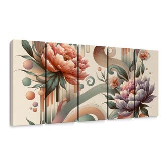 5-DIELNY OBRAZ UMELECKÉ KRIVKY A KVETY - OBRAZY KVETOV - OBRAZY