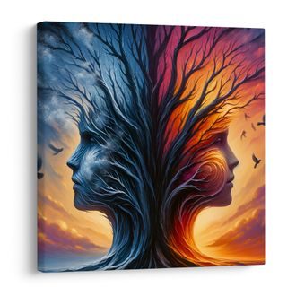 OBRAZ TVÁŘE V KORUNÁCH STROMŮ ŽIVOTA - OBRAZY STROMY ŽIVOTA - OBRAZY