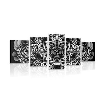 5-DÍLNÝ OBRAZ MANDALA ZDRAVÍ V ČERNOBÍLÉM PROVEDENÍ - ČERNOBÍLÉ OBRAZY - OBRAZY