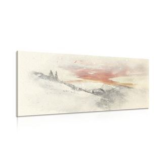 PICTURE THE SETTING SUN OVER THE SNOWY MOUNTAINS - PICTURES IMITATION OF OIL PAINTINGS - PICTURES