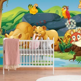 TAPETA DIVOKÉ ZVIERATKÁ PRI JAZIERKU (2) - WALLPAPERS - 🔥 TOTAL SALE 🔥