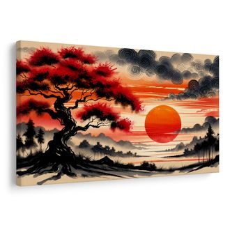 OBRAZ STROM ŽIVOTA PŘI ZÁPADU SLUNCE - OBRAZY STROMY ŽIVOTA - OBRAZY