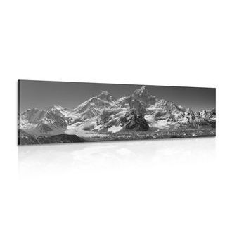 Quadri di un bellissimo picco di montagna con un design in bianco e nero