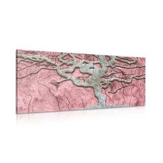 PICTURE ABSTRACT TREE ON WOOD WITH PINK CONTRAST - PICTURES OF TREES AND LEAVES - PICTURES