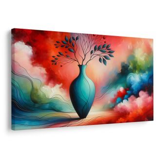 OBRAZ MODRÁ VÁZA V OBLACÍCH - OBRAZY KVĚTŮ - OBRAZY