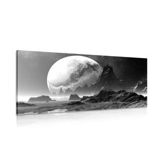 CANVAS PRINT FANTASY LANDSCAPE IN BLACK AND WHITE - BLACK AND WHITE PICTURES - PICTURES