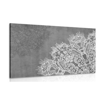 OBRAZ PRVKY KVĚTINOVÉ MANDALY V ČERNOBÍLÉM PROVEDENÍ - ČERNOBÍLÉ OBRAZY - OBRAZY