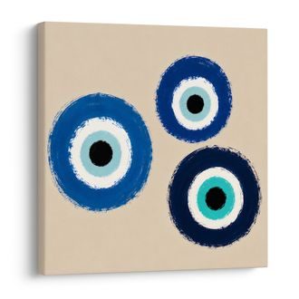 TABLEAU SUR TOILE – TROIS YEUX BLEUS D’HARMONIE - TABLEAUX PAR THÈME - TABLEAUX