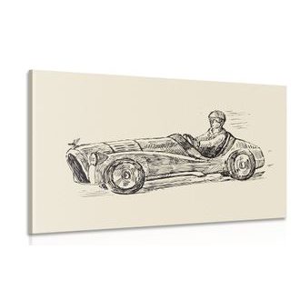 CANVAS PRINT RACING CAR IN RETRO DESIGN - VINTAGE AND RETRO PICTURES - PICTURES