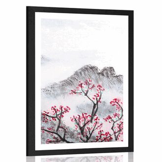 POSTER WITH MOUNT CHINESE LANDSCAPE IN THE FOG - NATURE - POSTERS