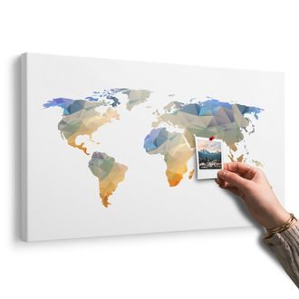 OBRAZ NA KORKU POLYGONÁLNÍ MAPA SVĚTA - OBRAZY NA KORKU - OBRAZY