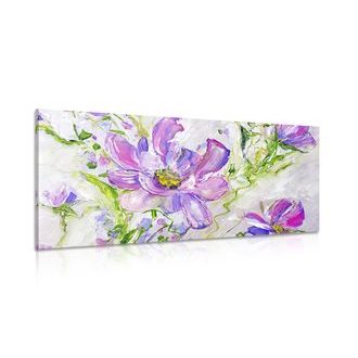 CANVAS PRINT MODERN PAINTED SUMMER FLOWERS - PICTURES FLOWERS - PICTURES