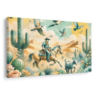 OBRAZ KOVBOJ V POUŠTNÍ KRAJINĚ - DĚTSKÉ OBRAZY - OBRAZY