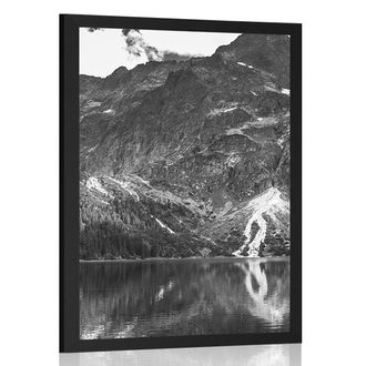 POSTER SEA EYE IN THE TATRAS IN BLACK AND WHITE - BLACK AND WHITE - POSTERS