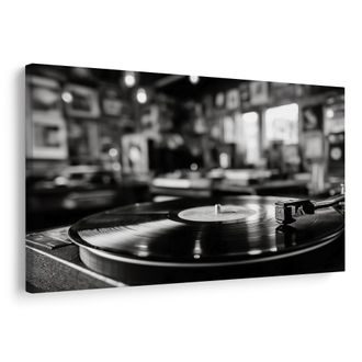 WANDBILD RETRO PLATTENSPIELER IM INTERIEUR - VINTAGE- UND RETRO-BILDER - BILDER