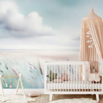 SAMOLEPÍCÍ FOTOTAPETA JEMNÉ PASTELOVÉ LOUKY A OBLOHA - WALLPAPERS FIELDS AND MEADOWS - WALLPAPERS