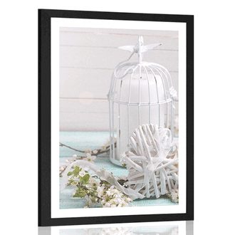 PLAKAT Z PASSE-PARTOUT GAŁĄZKA WIŚNI I BIAŁE LAMPIONY - PLAKATY - 🔥 TOTALNA WYPRZEDAŻ