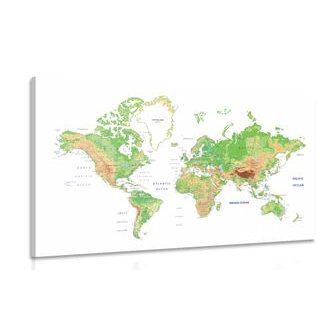CANVAS PRINT CLASSIC WORLD MAP WITH A WHITE BACKGROUND - PICTURES - 🔥 TOTAL SALE 🔥