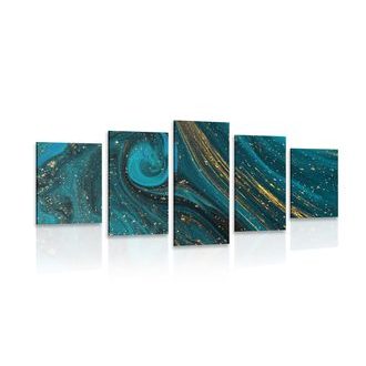 5-DÍLNÝ OBRAZ SMARAGDOVÁ ABSTRAKCE - ABSTRAKTNÍ OBRAZY - OBRAZY