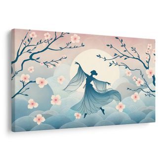 WANDBILD TÄNZERIN UNTER KIRSCHBAUM IM VOLLMOND - WANDBILDER FRAUEN - BILDER