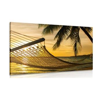 CANVAS PRINT HAMMOCK ON THE BEACH - PICTURES OF NATURE AND LANDSCAPE - PICTURES