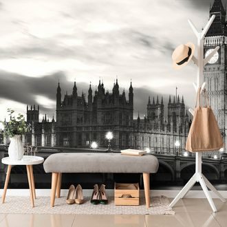 SELF ADHESIVE WALL MURAL BLACK AND WHITE LONDON BIG BEN AT NIGHT - SELF-ADHESIVE WALLPAPERS - WALLPAPERS