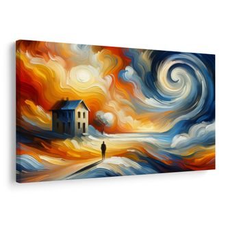 OBRAZ OSAMĚLÝ DŮM V BOUŘI - ABSTRAKTNÍ OBRAZY - OBRAZY