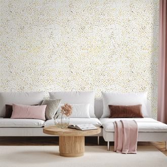 SAMOLEPÍCÍ TAPETA ZLATÉ PUNTÍKY NA BÍLÉM POZADÍ - PATTERNED WALLPAPERS - WALLPAPERS