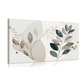 TABLEAU SUR TOILE – PLANTES BOHO EN CERCLE - TABLEAUX ARBRES ET FEUILLES - TABLEAUX
