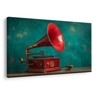 TABLOU GRAMOFON ISTORIC ÎN INTERIOR - TABLOURI MUZICALE - TABLOURI