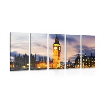 5-dílný obraz noční Big Ben v Londýně