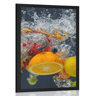 AFFICHE FRUITS DANS L'EAU - AVEC UN MOTIF DE CUISINE - AFFICHES