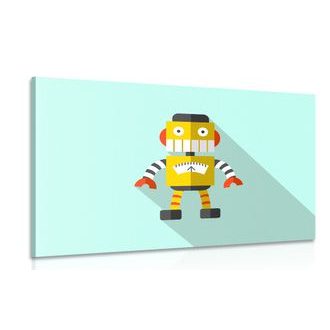 OBRAZ ŽLUTÝ ROBOT NA MODRÉM POZADÍ - DĚTSKÉ OBRAZY - OBRAZY
