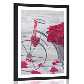 AFFICHE AVEC MONTURE VÉLO PLEIN DE ROSES - VÁZY - AFFICHES